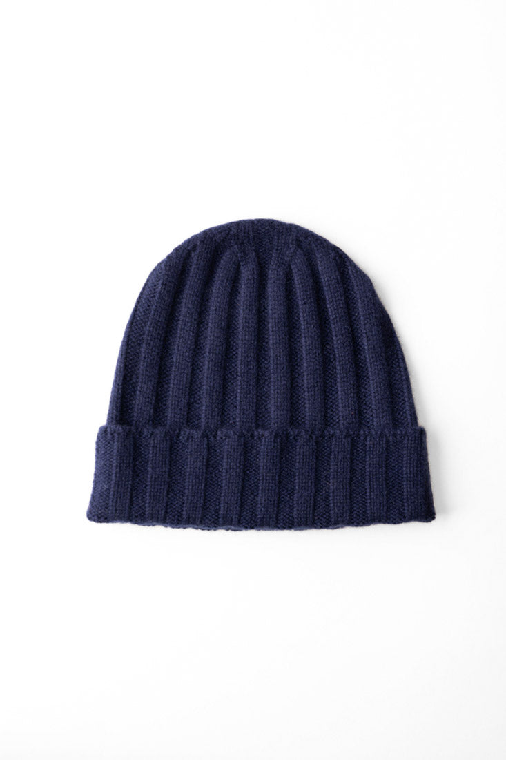 Ribbstickad Mössa - Navy