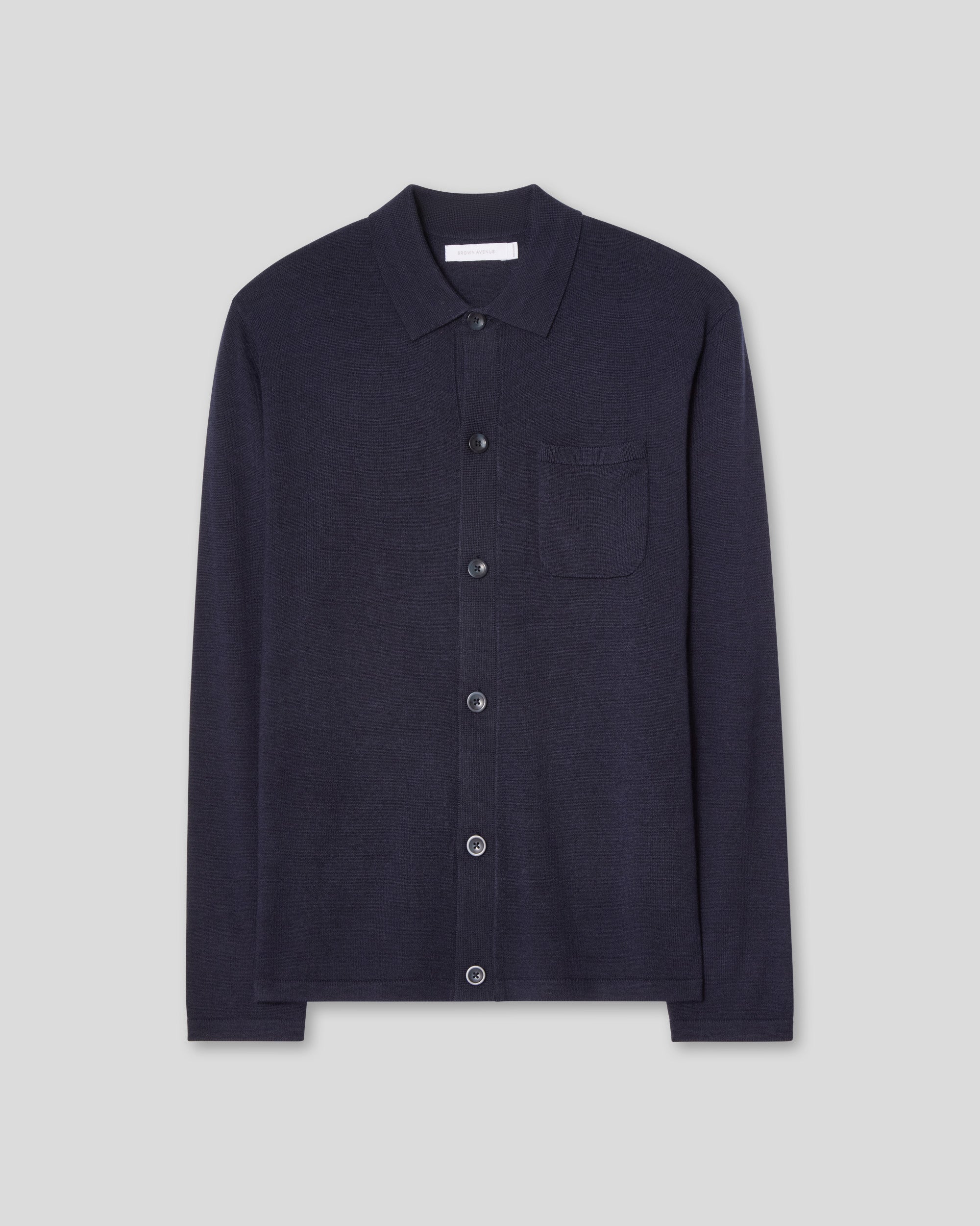 Knitted Shirt Cardigan - Navy