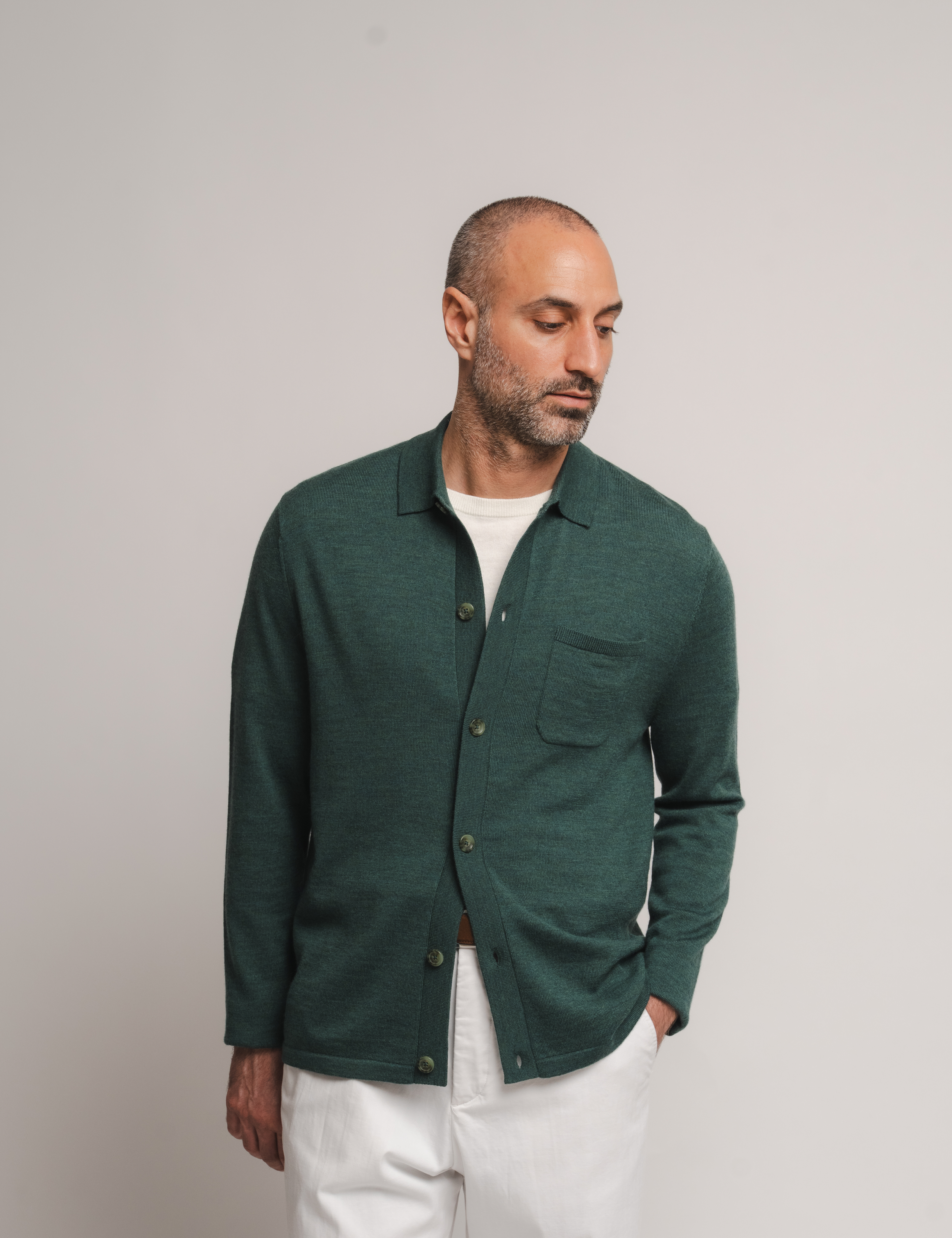 T/C BASIC KNIT SHIRT CARDIGAN チャコール　非売品 米富繊維 CIRCLE KNIT CARDIGAN[YTM95224016-T25]｜URBAN