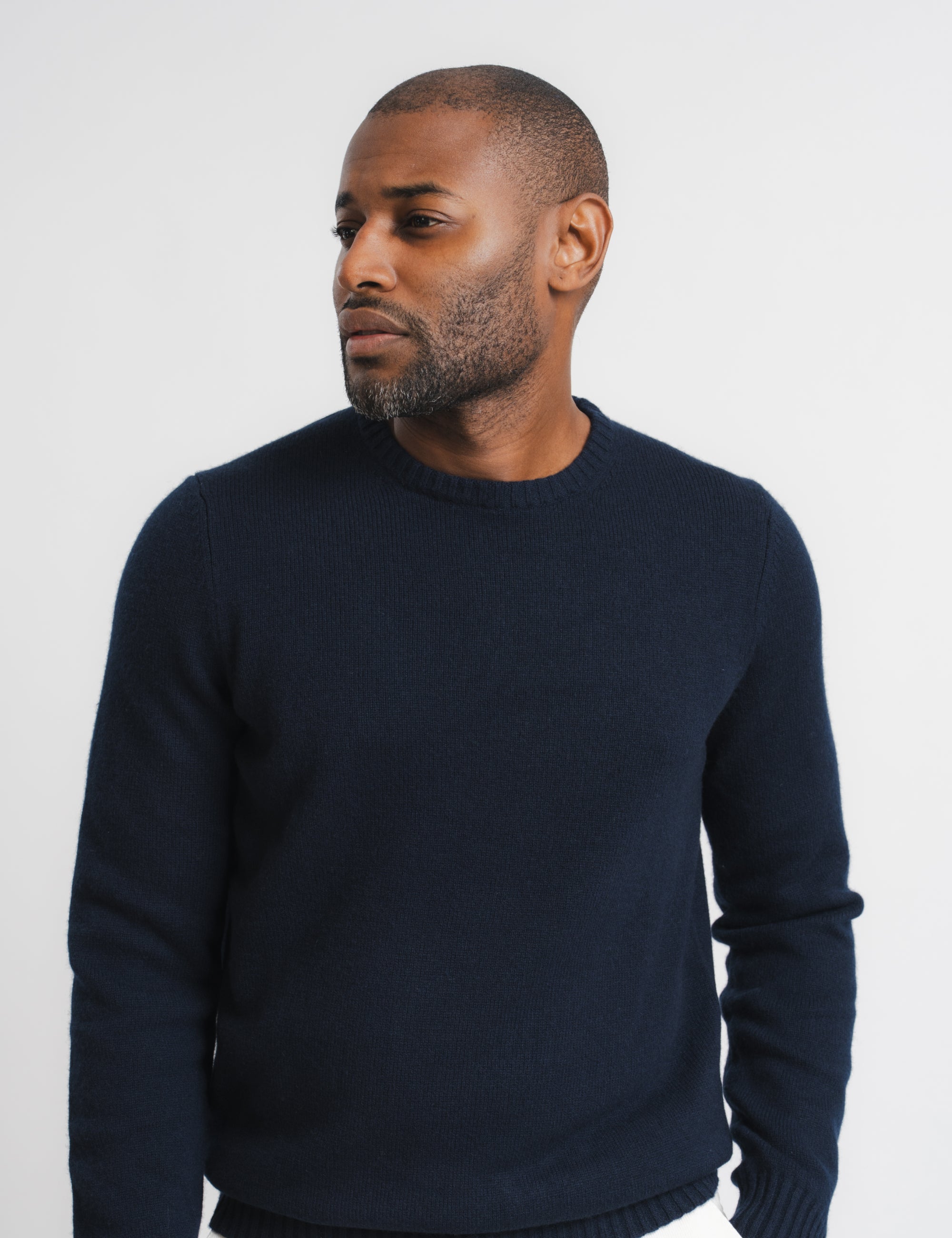 Wool Cashmere Chunky Crewneck - Navy – Brown Avenue