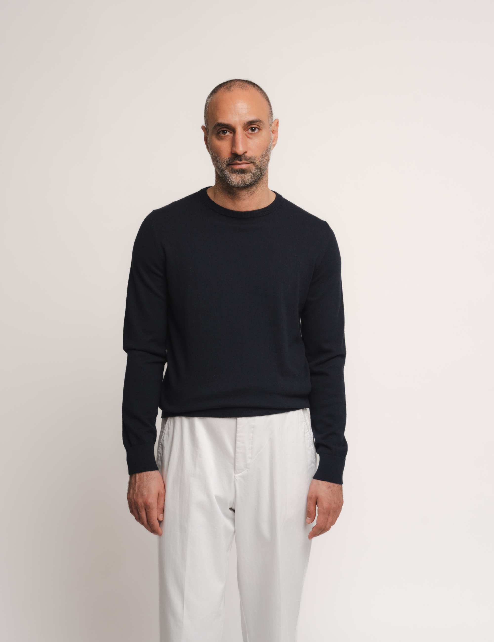 Bomull Kashmir Crewneck - Marinblå