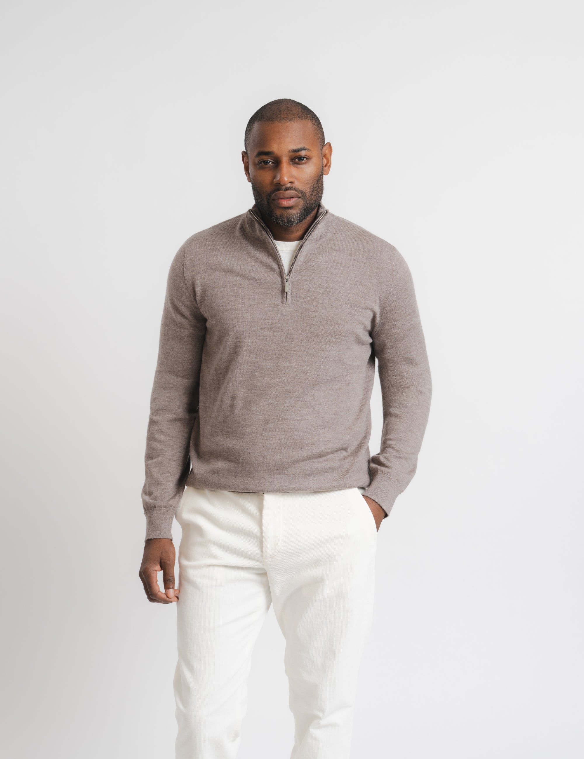 Cashfeel Merino Half Zip - Brown – Brown Avenue