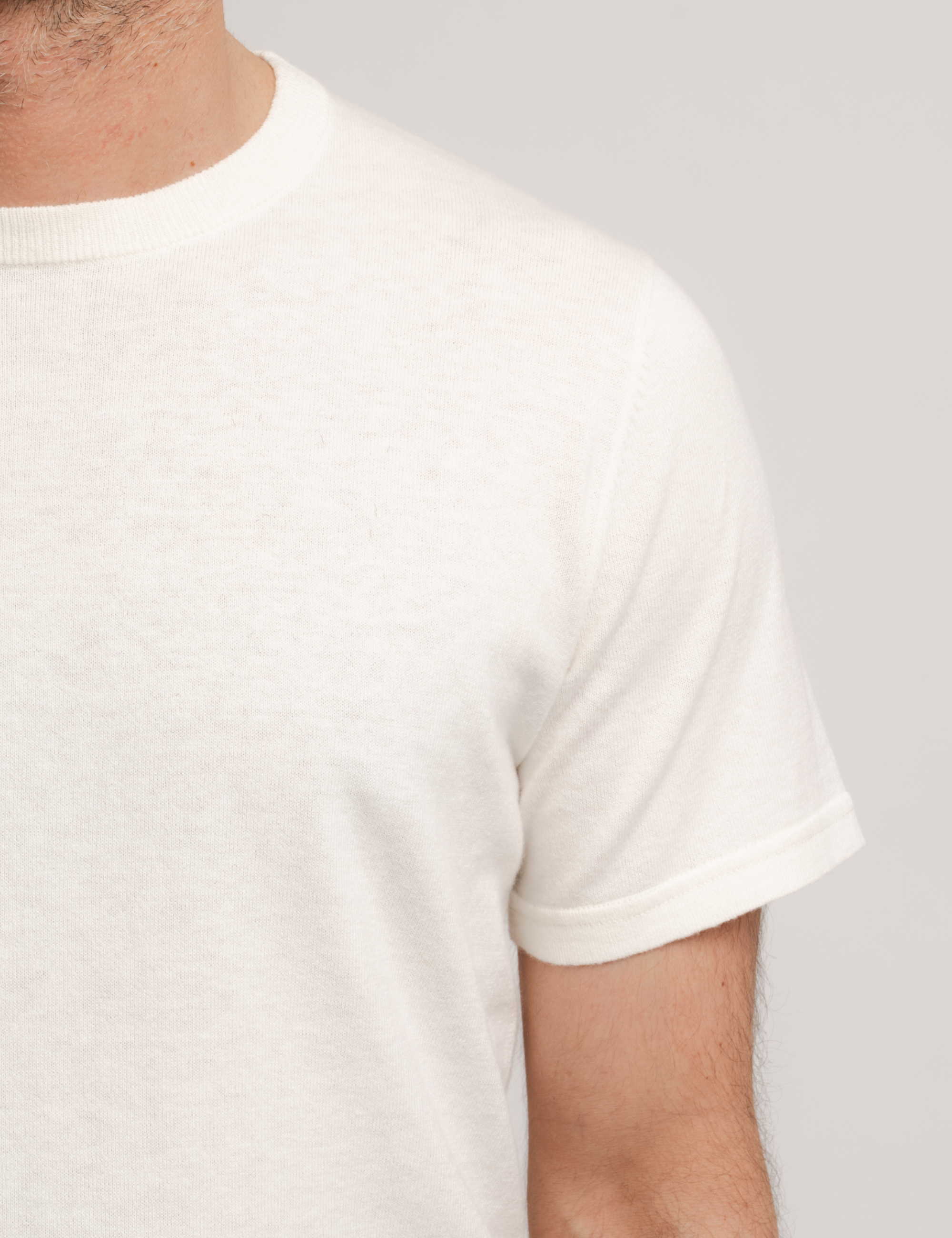 Stickad T-shirt - Off-White