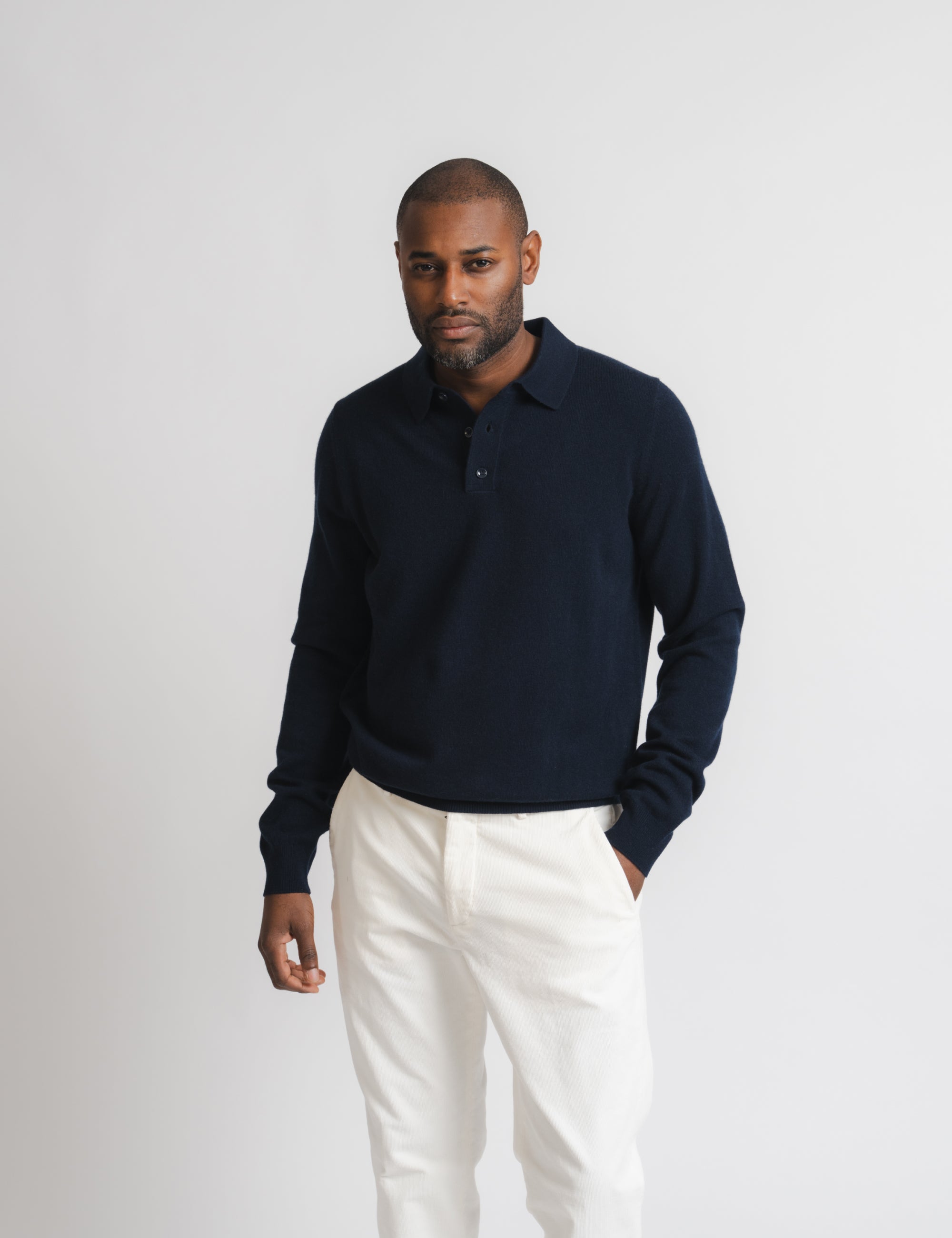 Wool Cashmere Polo - Navy – Brown Avenue