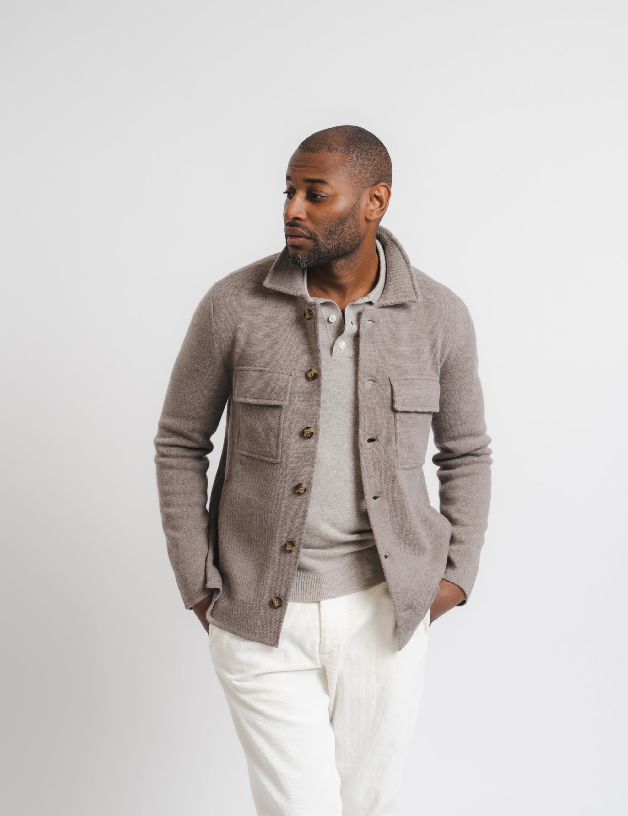 Knitted Shirt Jacket - Brown – Brown Avenue