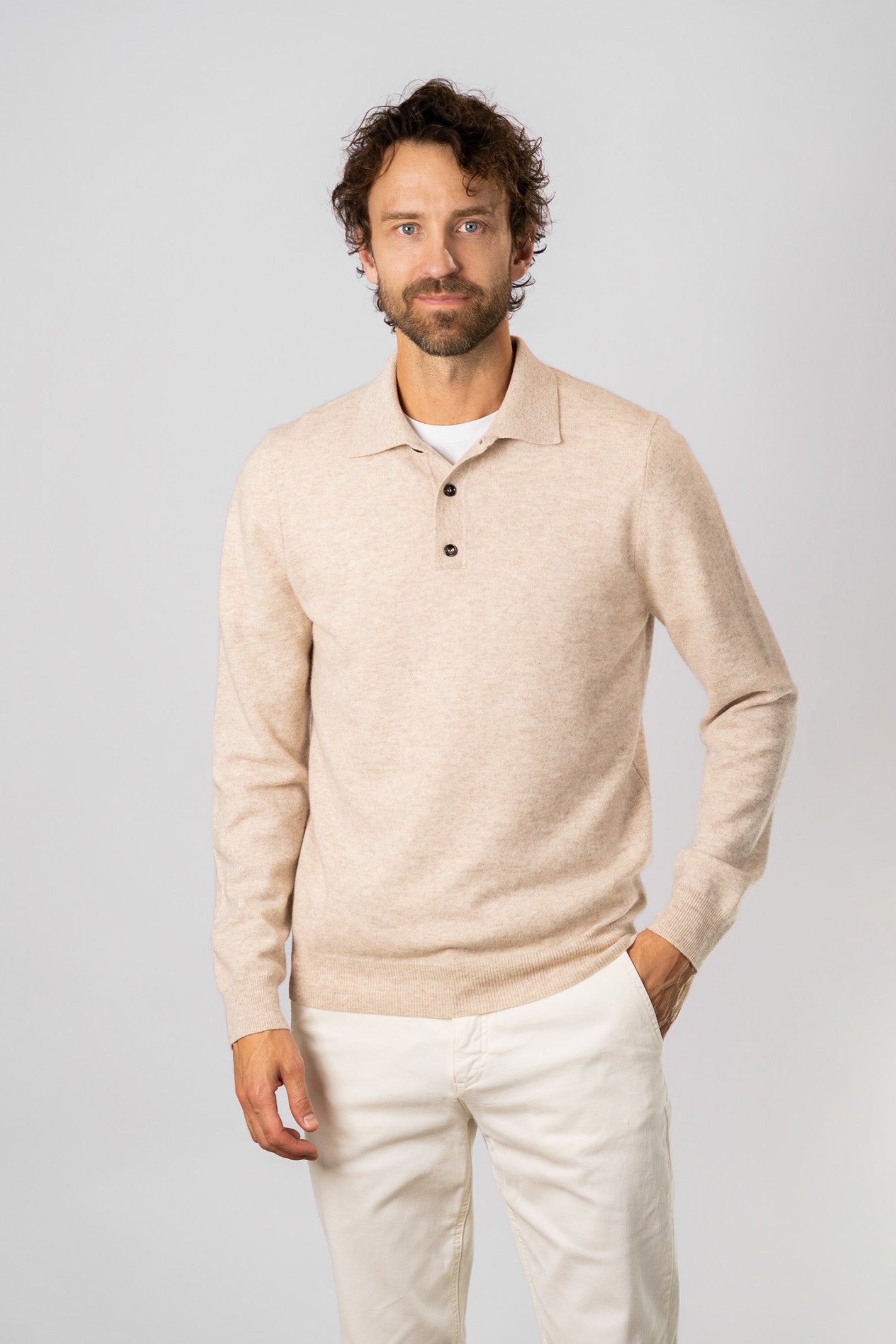 Polo Shirt Sweater Beige – Brown Avenue - Main Image