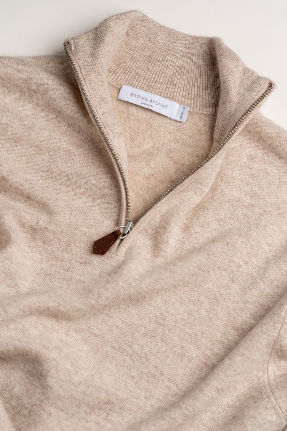 Half Zip Cashmere Sweater - Beige