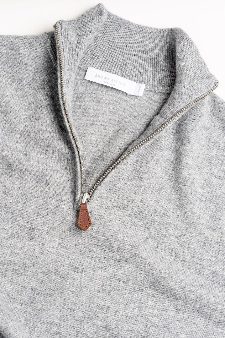 Half Zip Cashmere Sweater - Grey