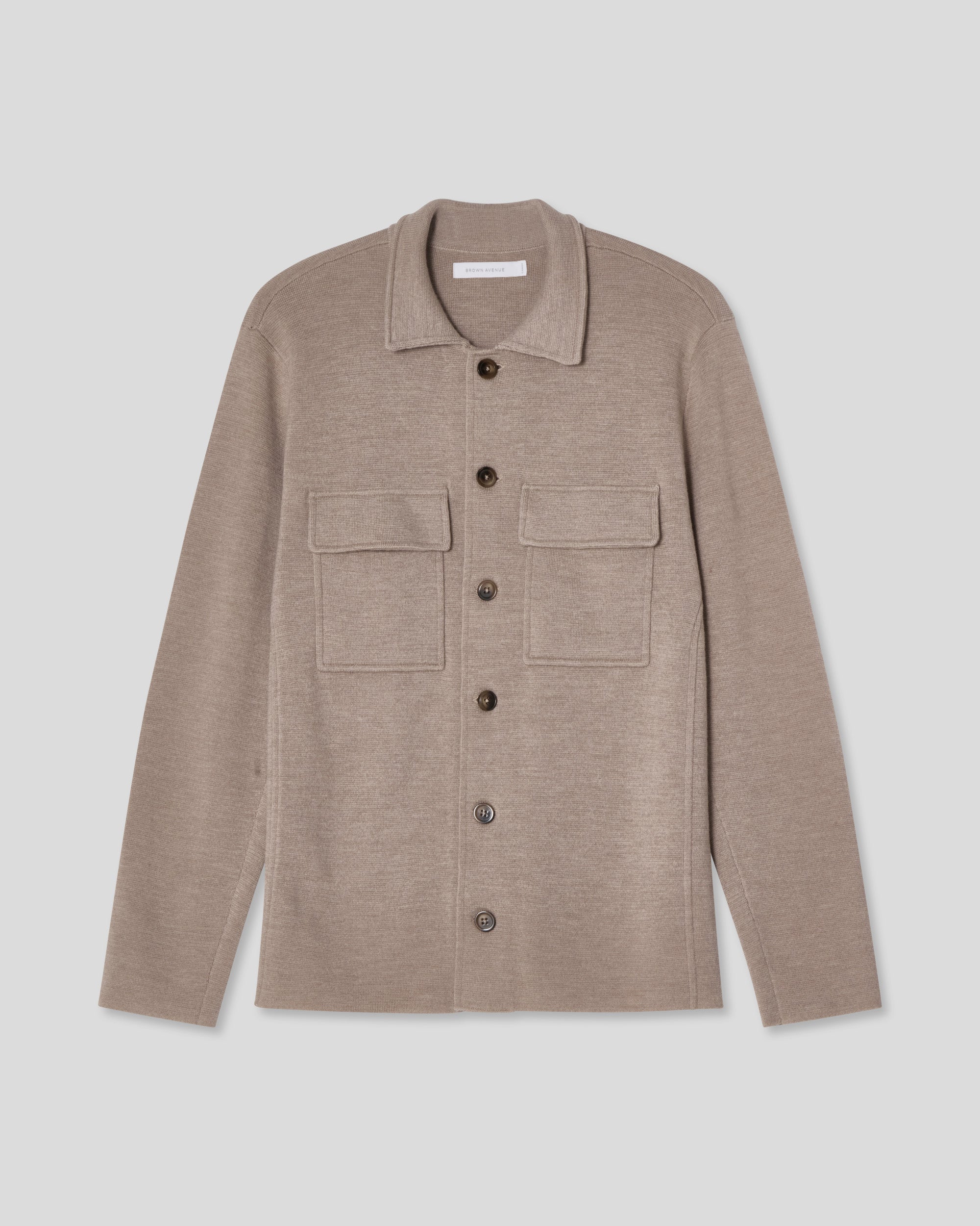 Knitted Shirt Jacket - Taupe – Brown Avenue