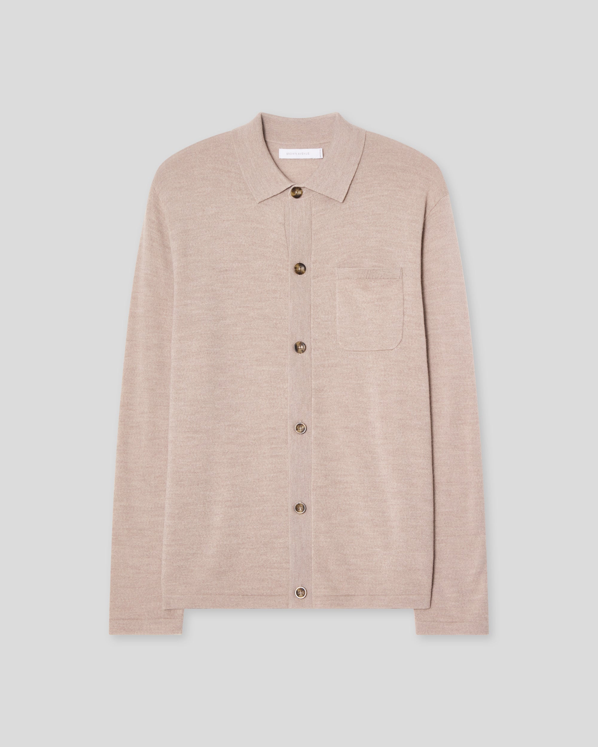 Knitted Shirt Cardigan - Taupe – Brown Avenue
