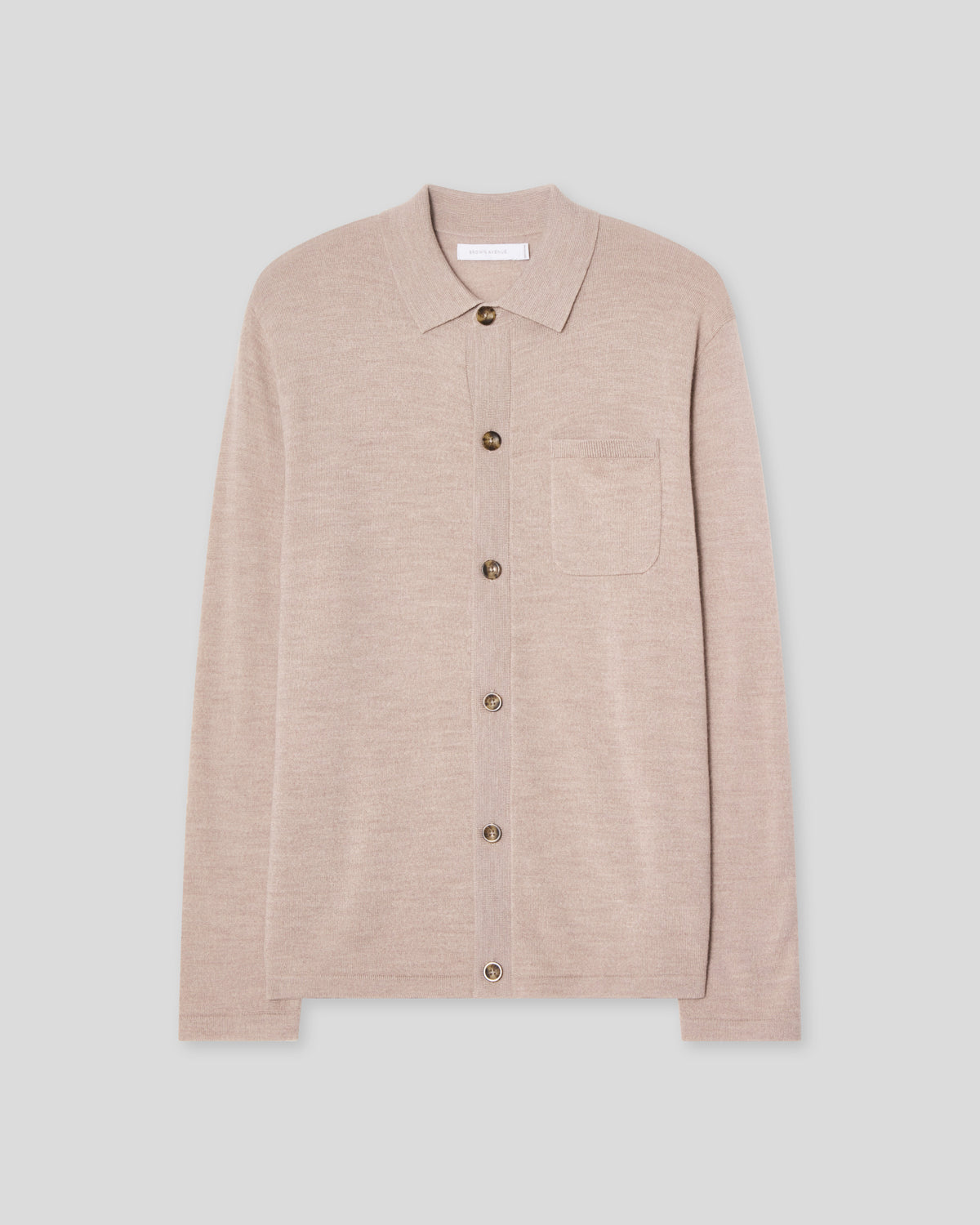 Knitted Shirt Cardigan - Taupe