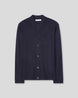 Knitted Shirt Cardigan - Navy