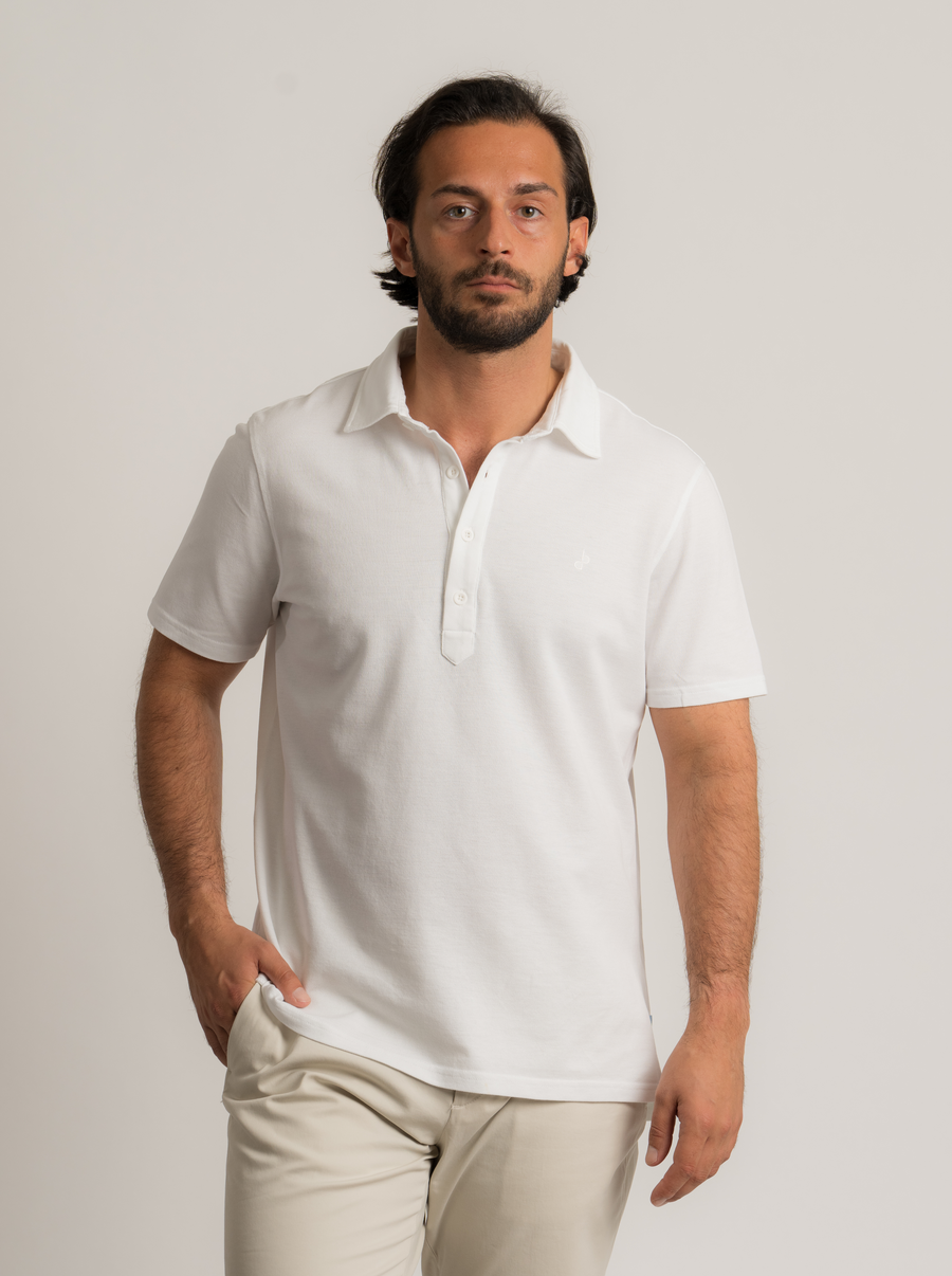 Cotton Polo Piké - White