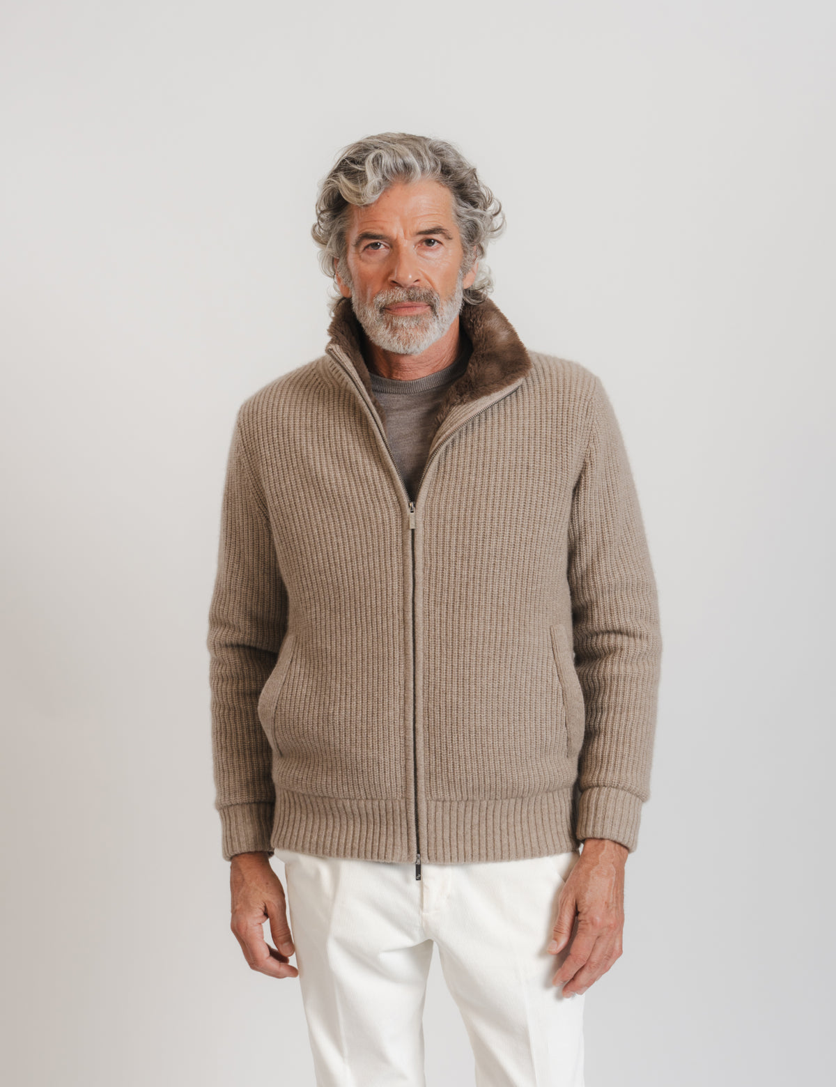 Alpine Cashmere Jacket - Taupe