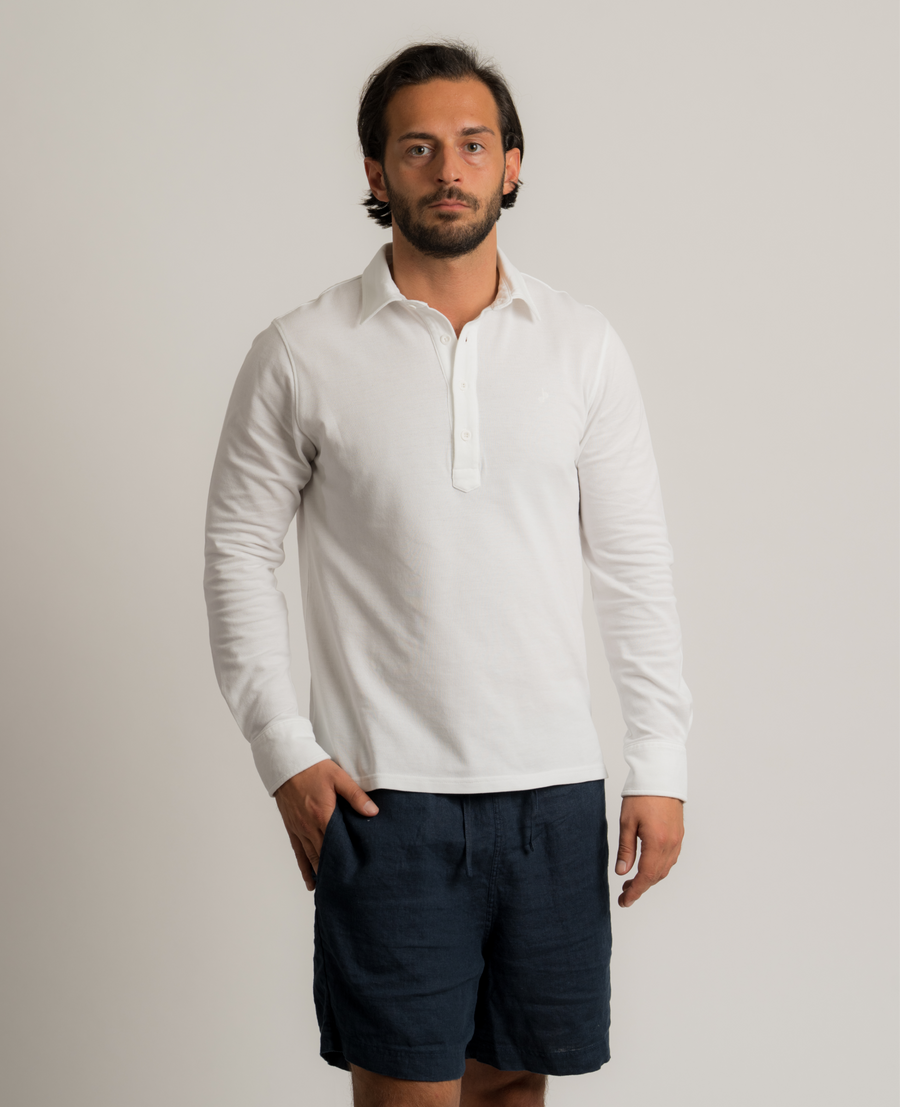 Cotton Polo Piké Shirt - White