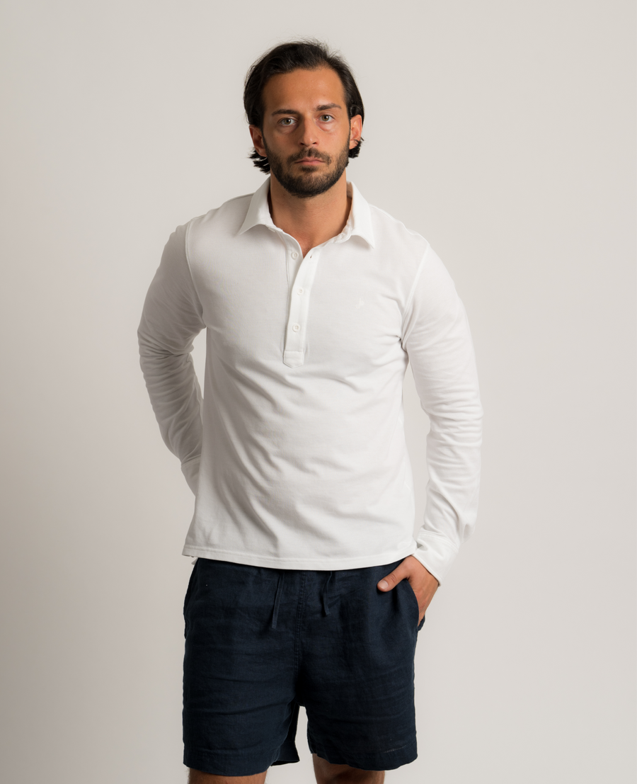 Cotton Polo Piké Shirt - White