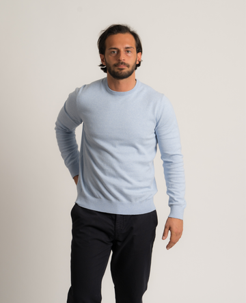 Cotton Cashmere Crewneck - Azure Blue