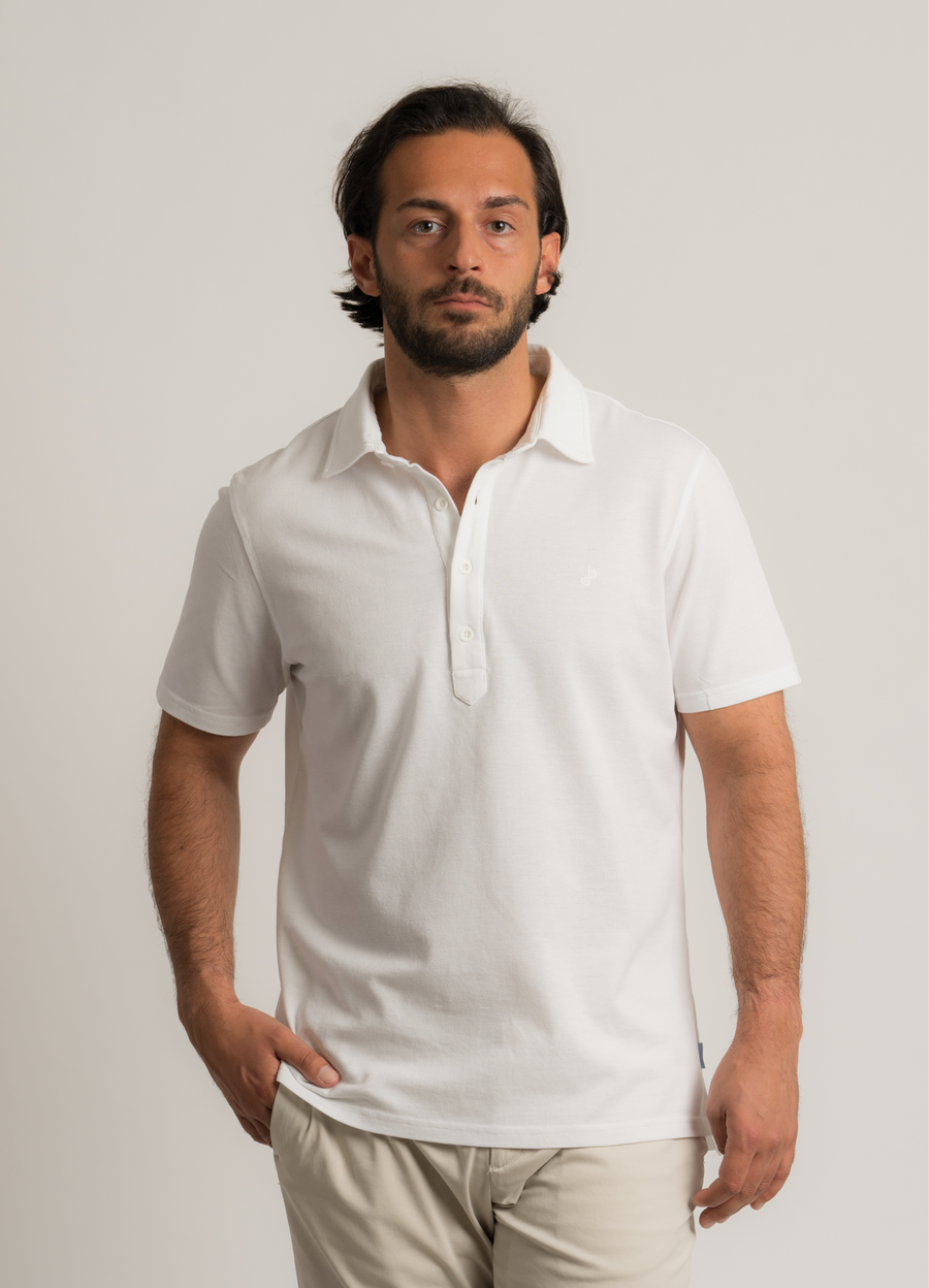Cotton Polo Piké - White