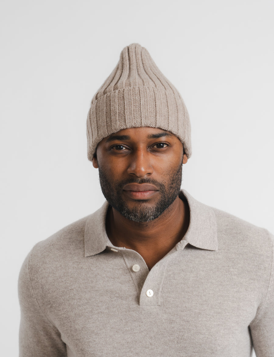 Ribbed BA Beanie - Beige