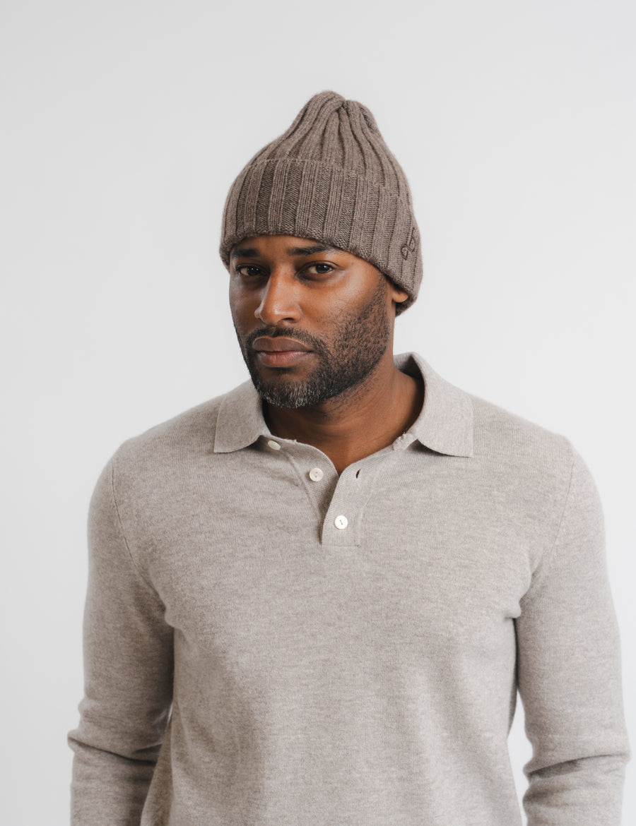 Ribbed BA Beanie - Brown