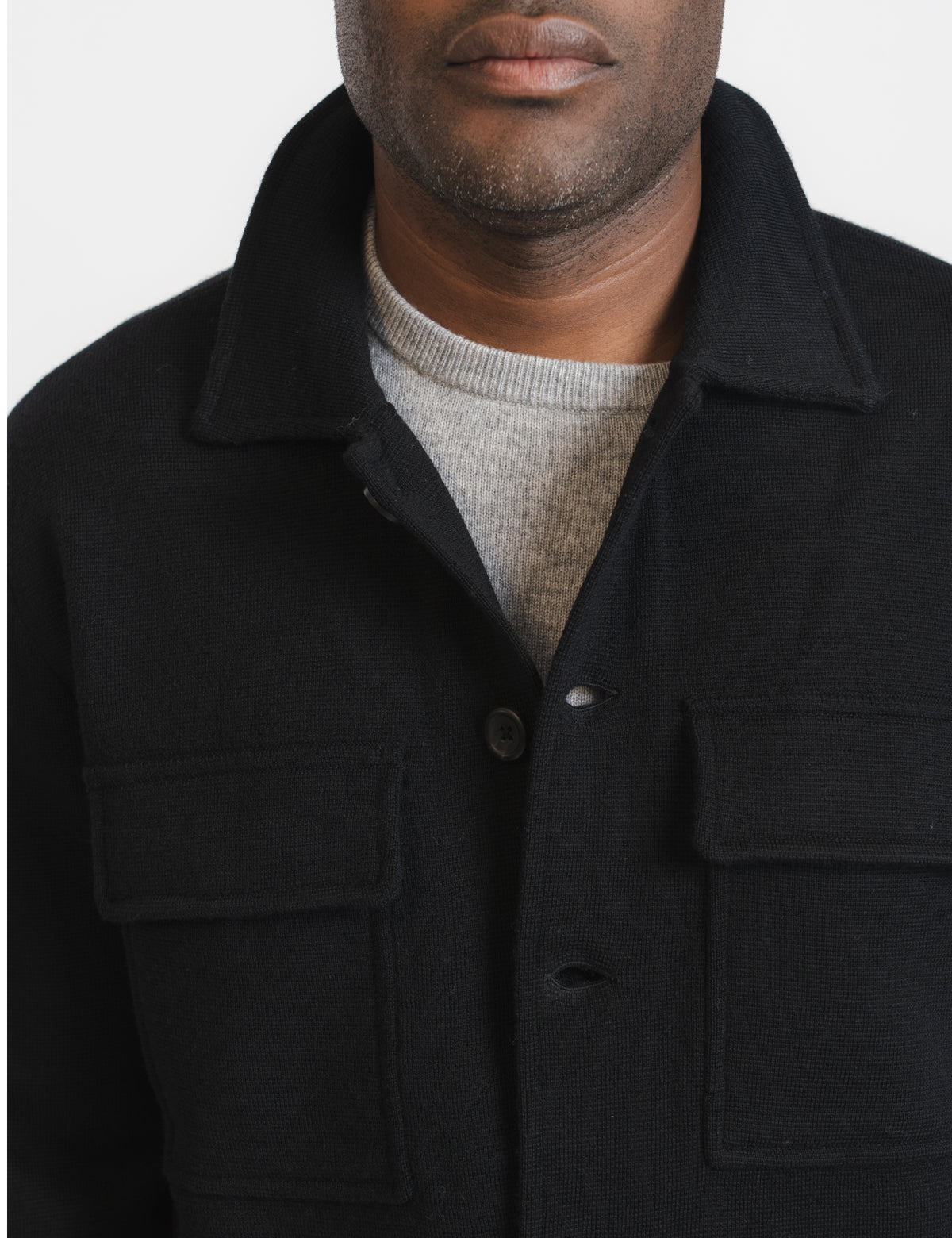 Stickad Overshirt - Svart 