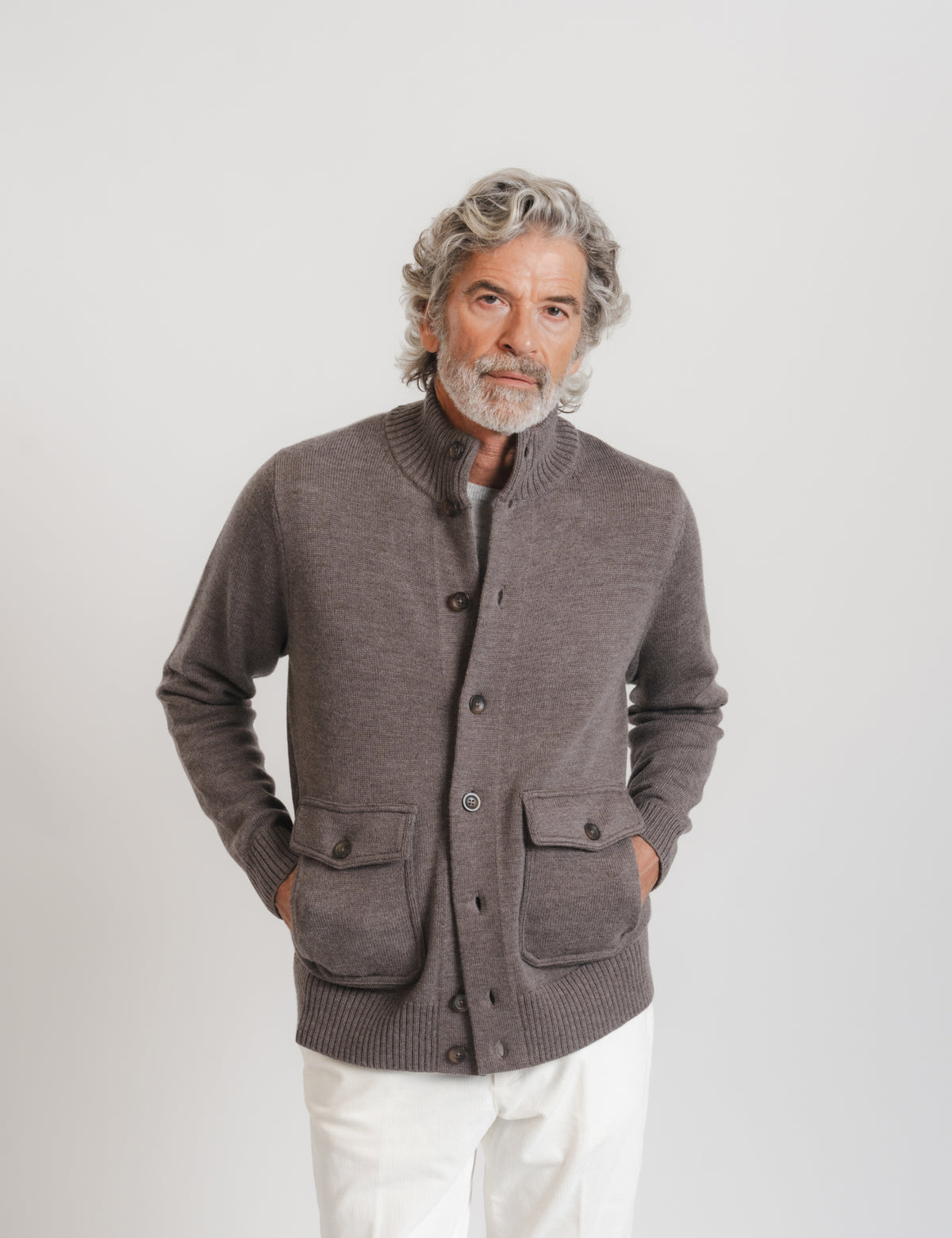 Bomber Cardigan - Brun