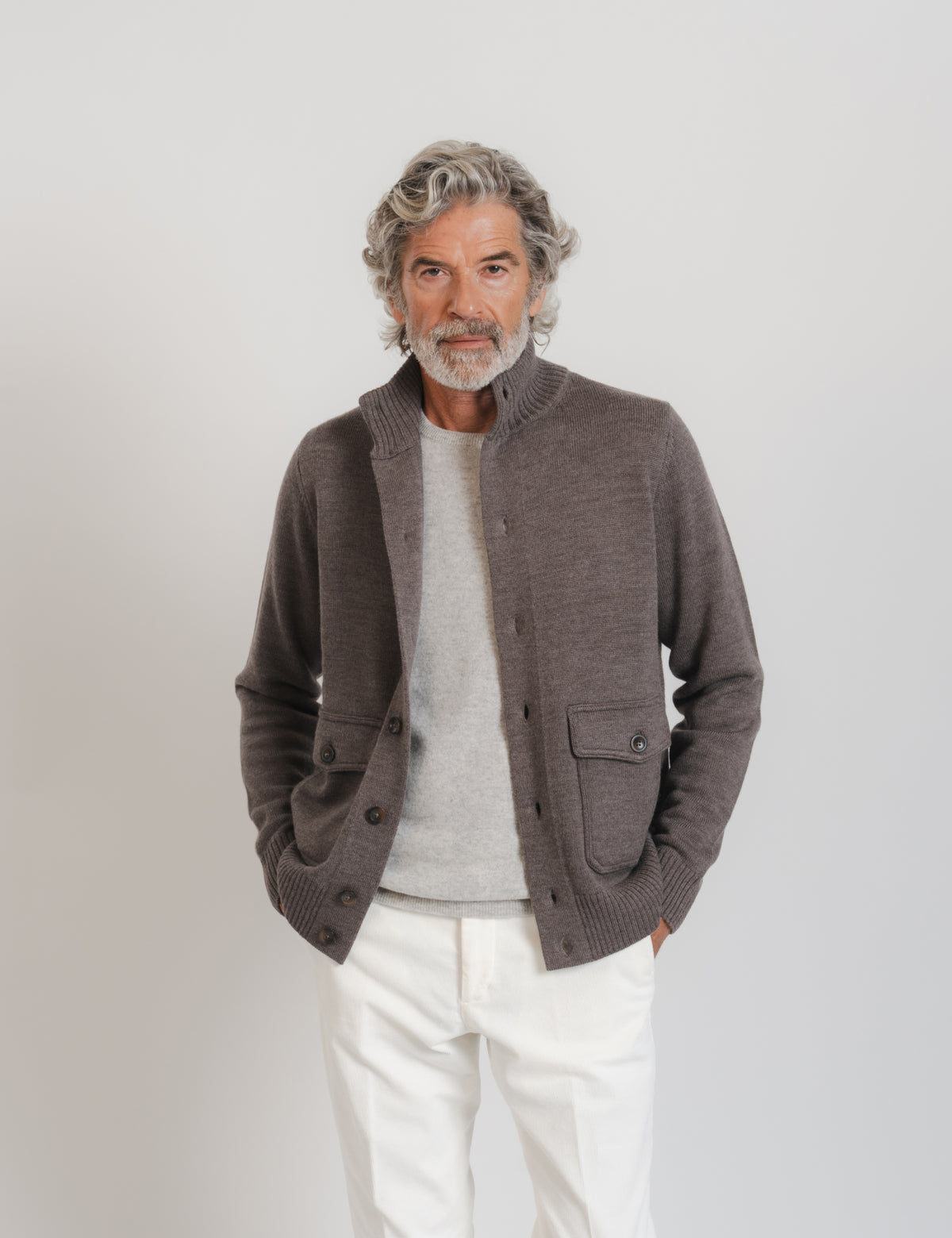 Bomber Cardigan - Brun