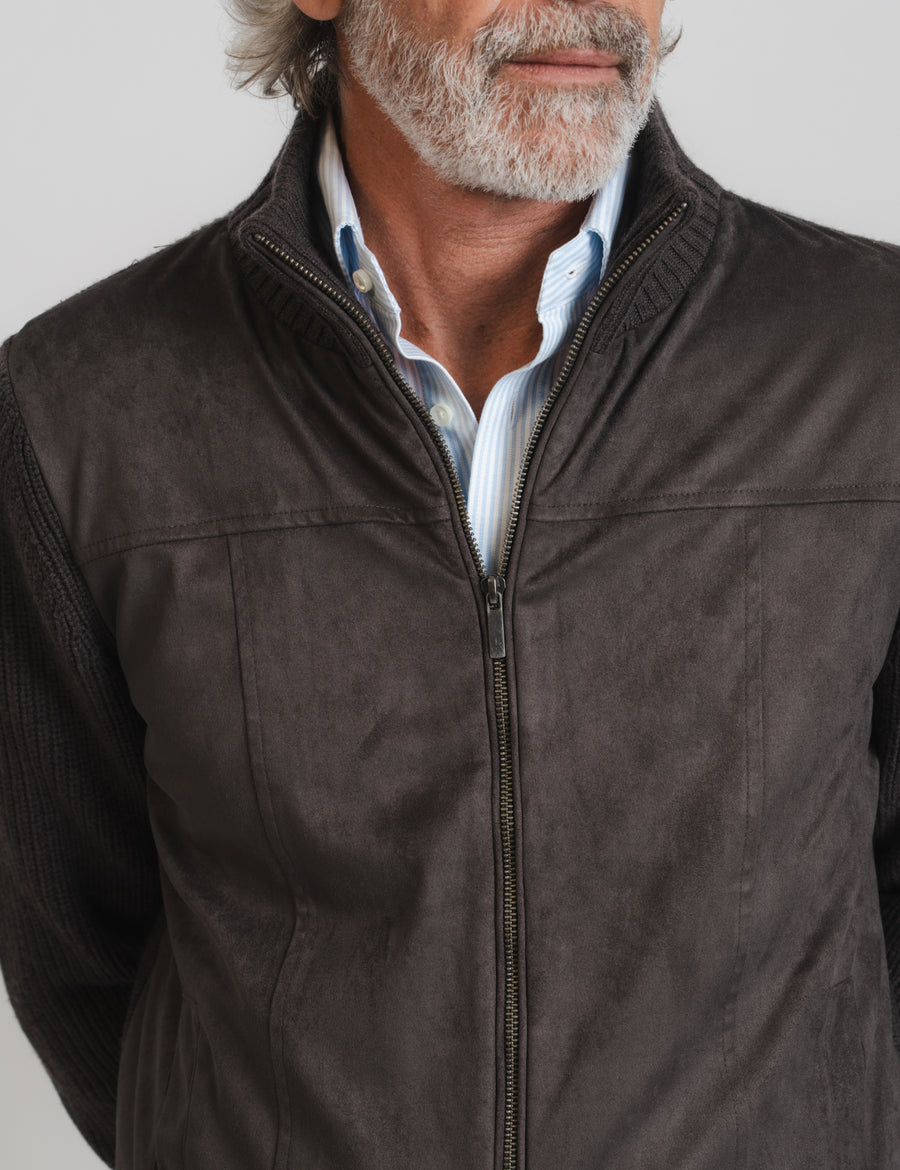 Suede Cardigan - Brown