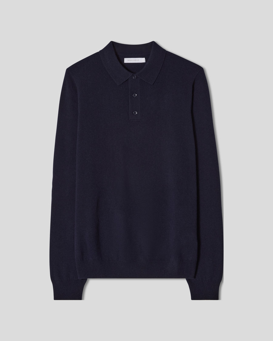Wool Cashmere Polo - Navy