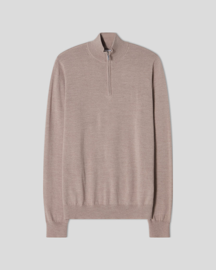 Cashfeel Merino Half Zip - Taupe