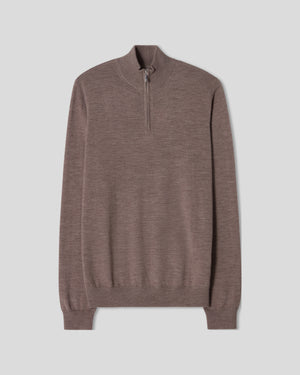 Cashfeel Merino Half Zip - Brown