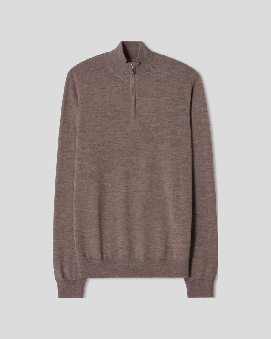 Cashfeel Merino Half Zip - Brun