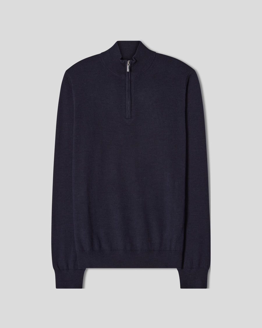 Cashfeel Merino Half Zip - Marinblå