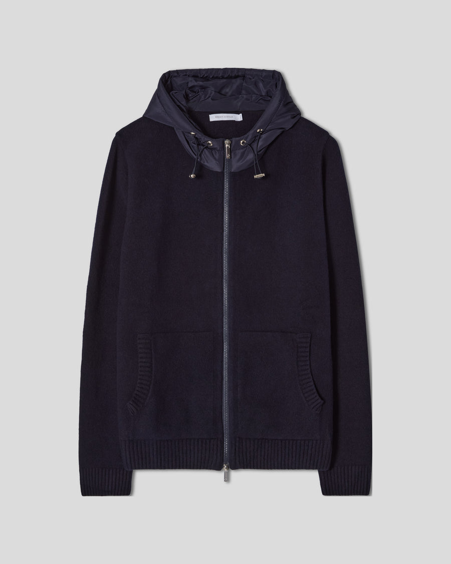 Knitted Hood Jacket - Navy
