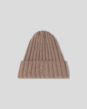 Ribbstickad BA Mössa - Taupe