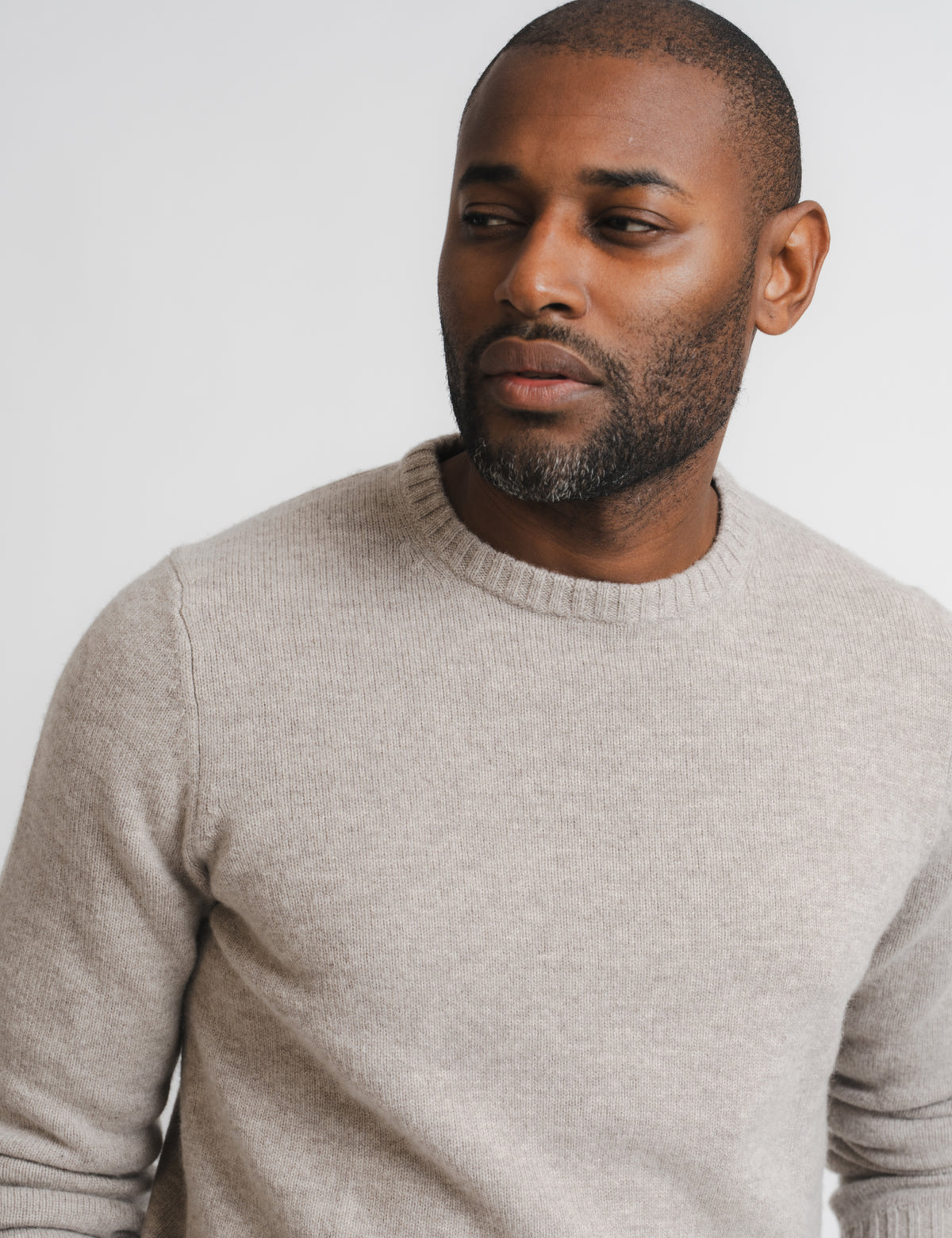 Wool Cashmere Chunky Crewneck - Greige