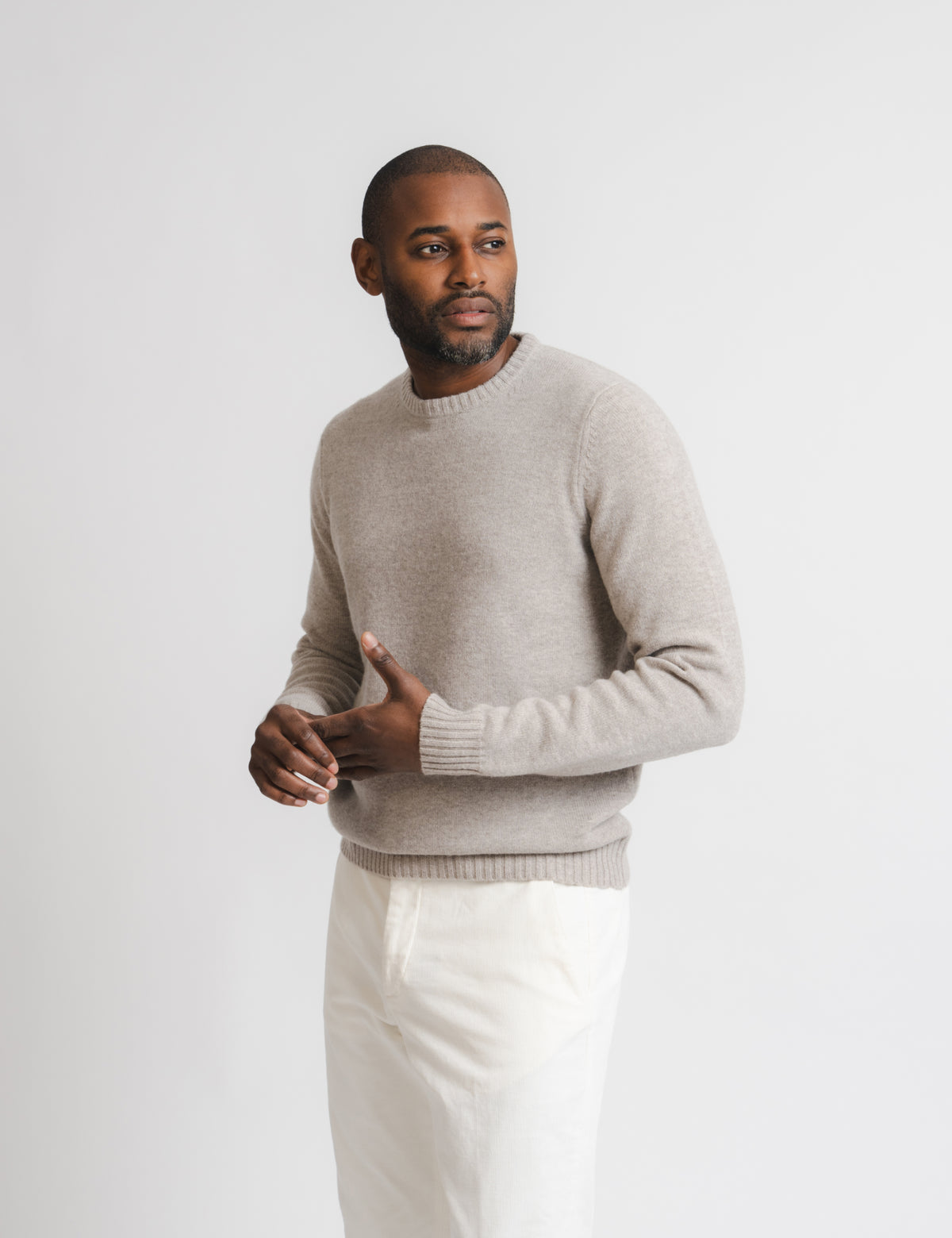 Wool Cashmere Chunky Crewneck - Greige