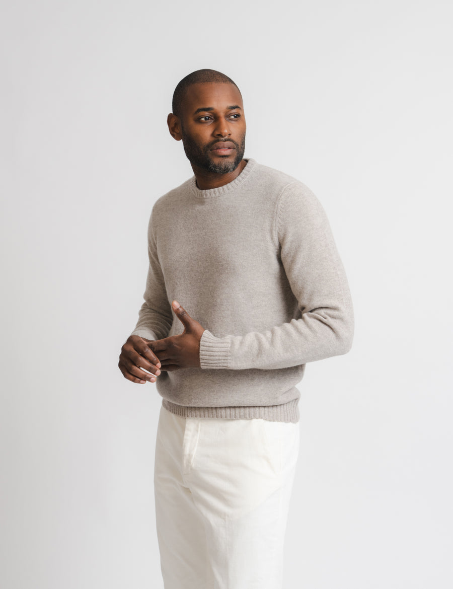 Wool Cashmere Chunky Crewneck - Greige