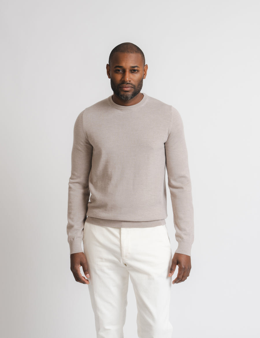 Cashfeel Merino Crewneck - Taupe
