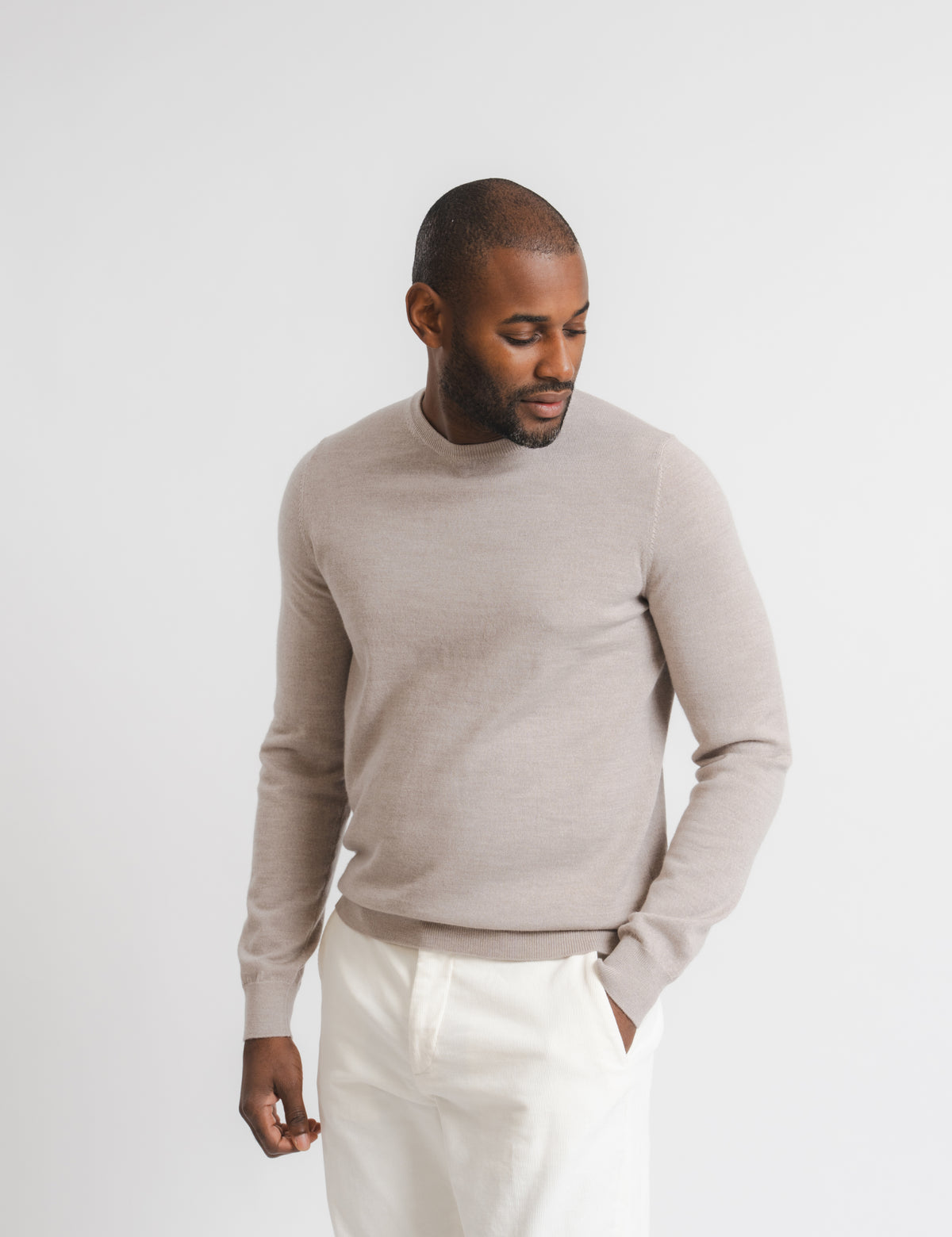 Cashfeel Merino Crewneck - Taupe