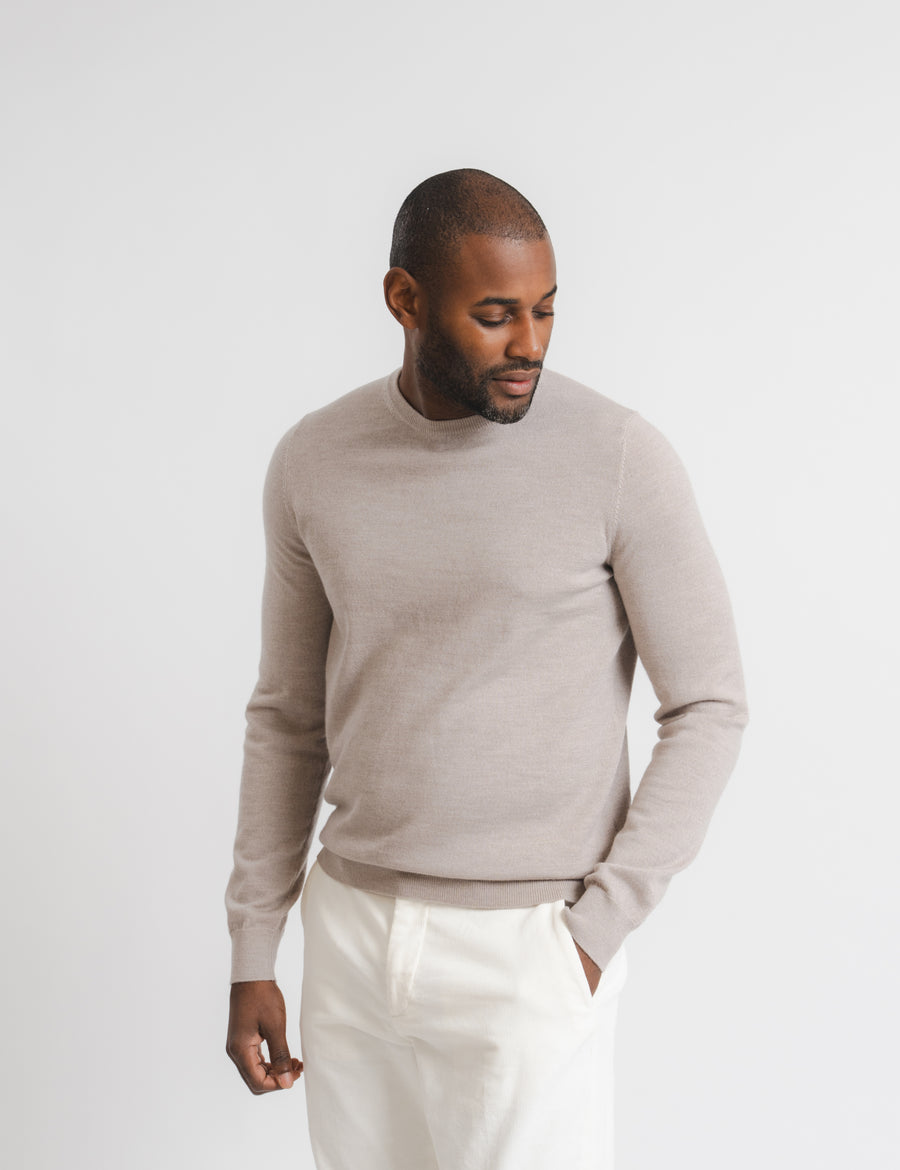 Cashfeel Merino Crewneck - Taupe