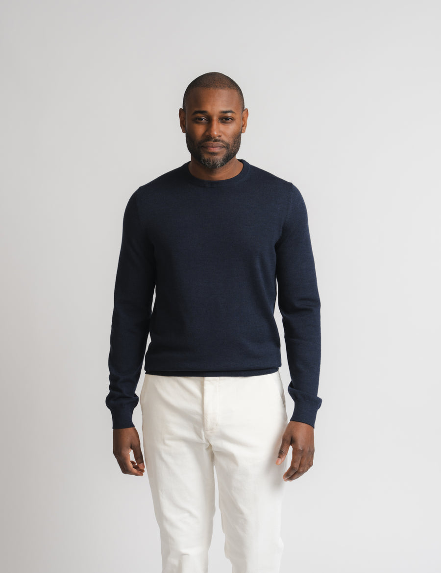 Cashfeel Merino Crewneck - Navy