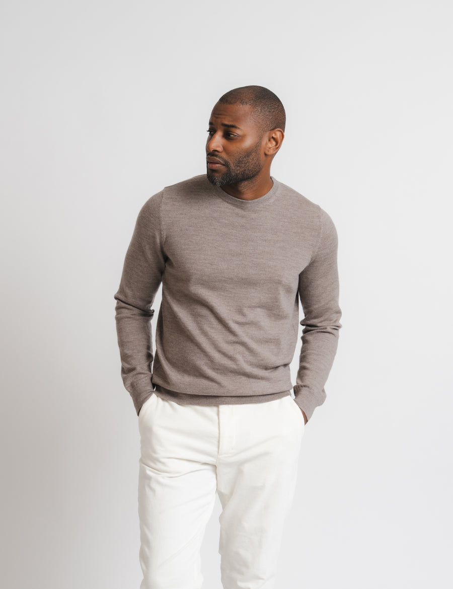 Cashfeel Merino Crewneck - Brown