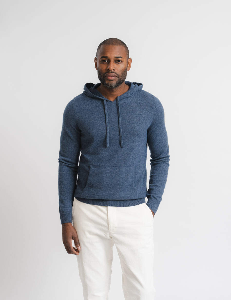 Wool Cashmere Hoodie - Denim Blue