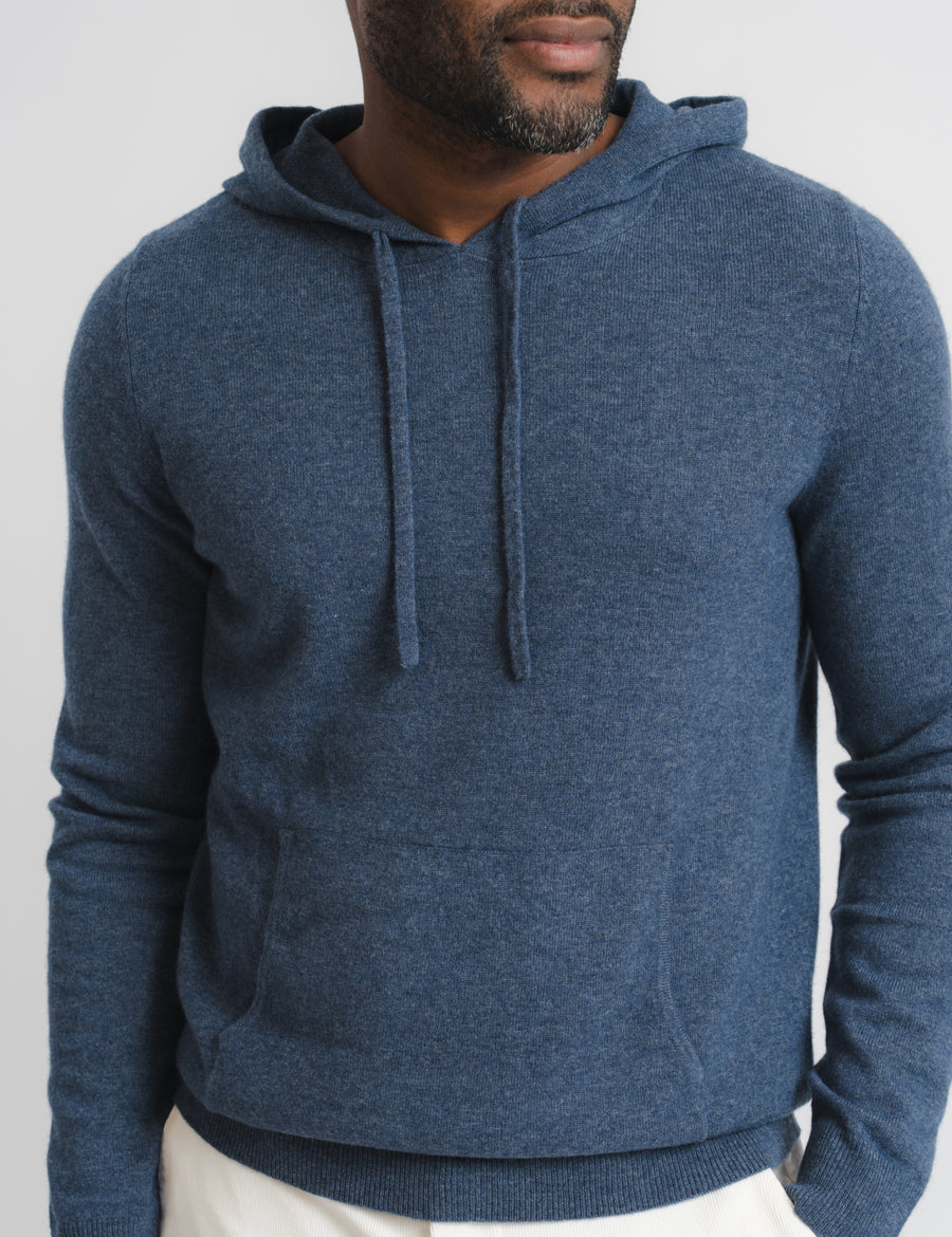Wool Cashmere Hoodie - Denim Blue