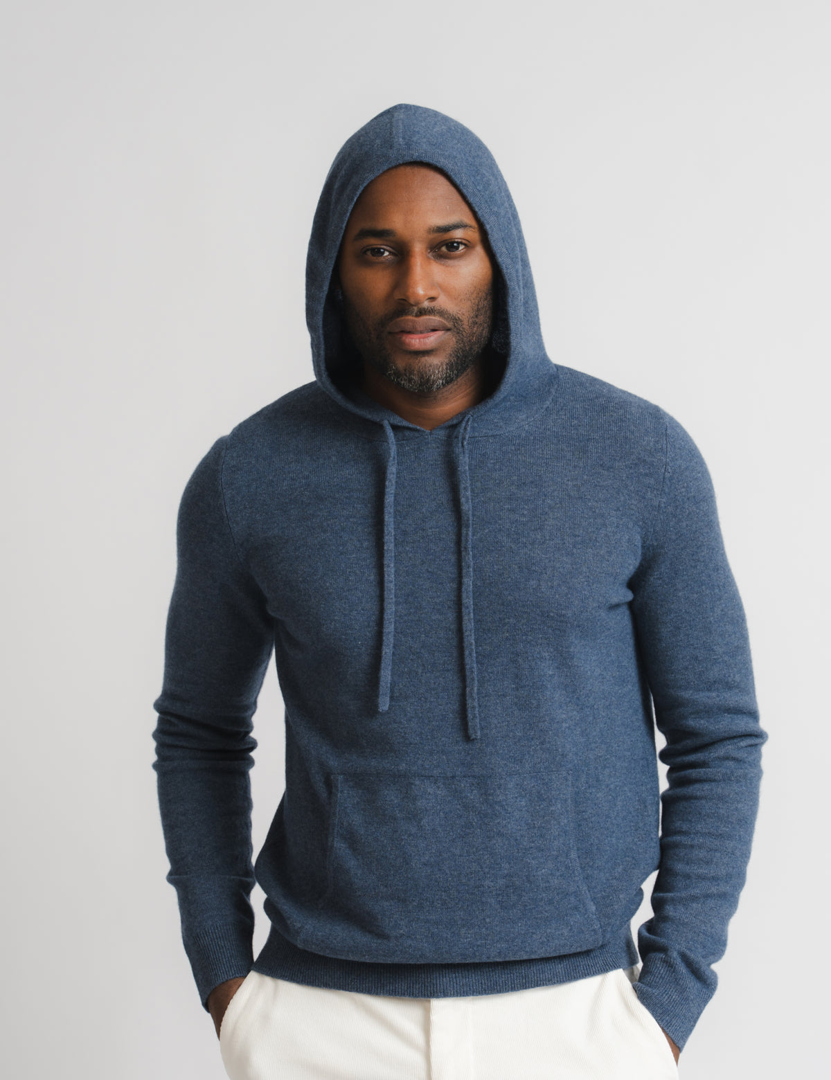 Wool Cashmere Hoodie - Denim Blue