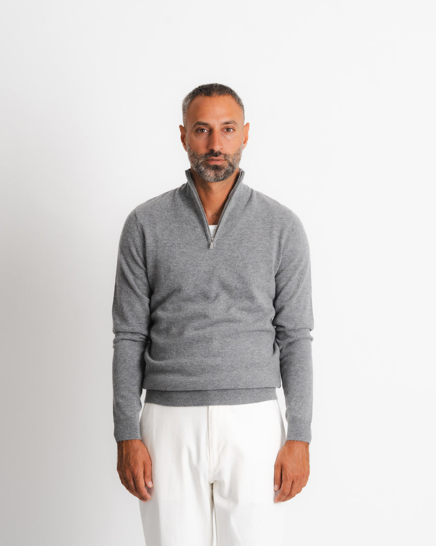Wool Cashmere Half zip - Grey