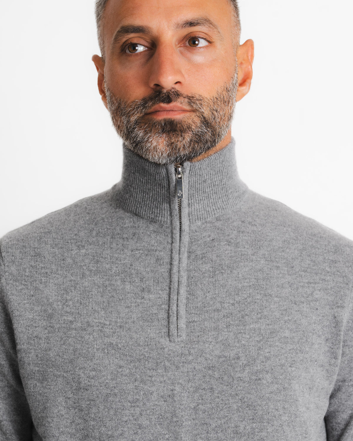 Half Zip Ull Kashmir - Grå