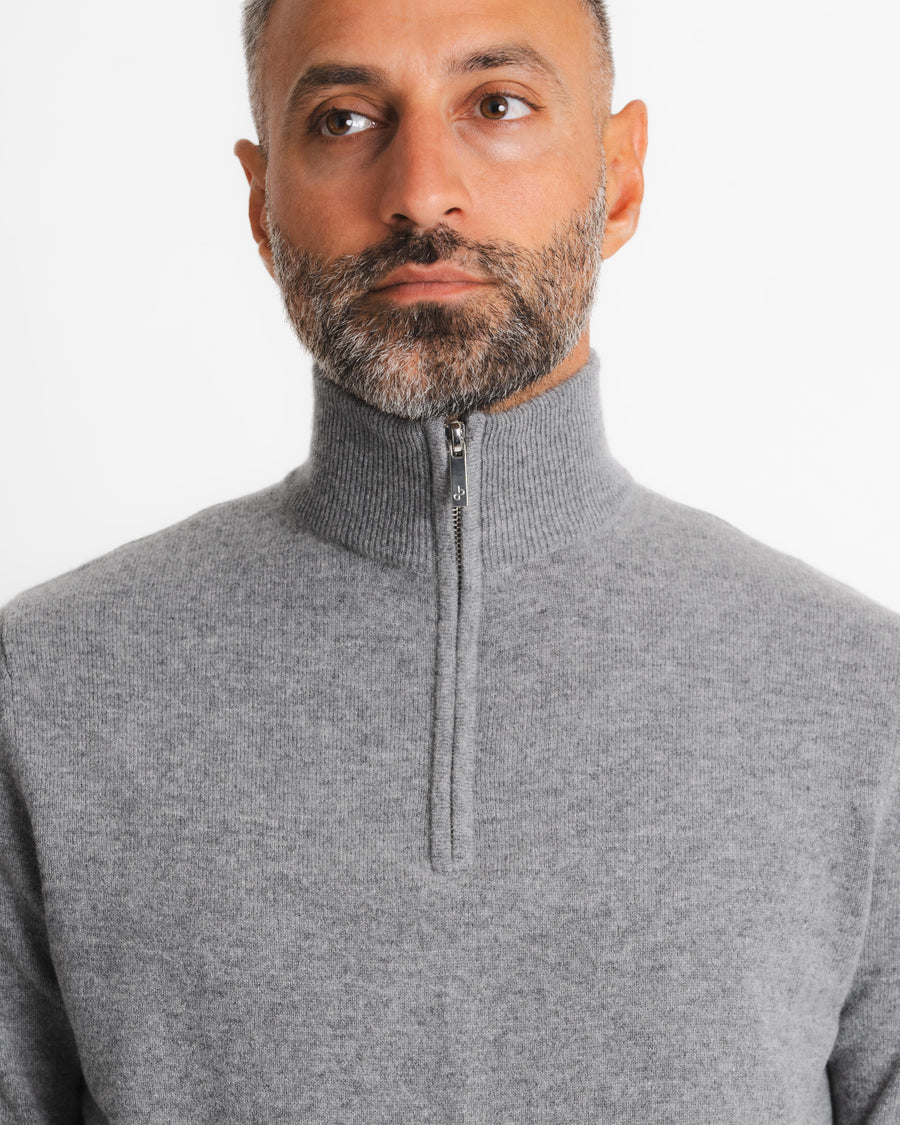 Wool Cashmere Half zip - Grey