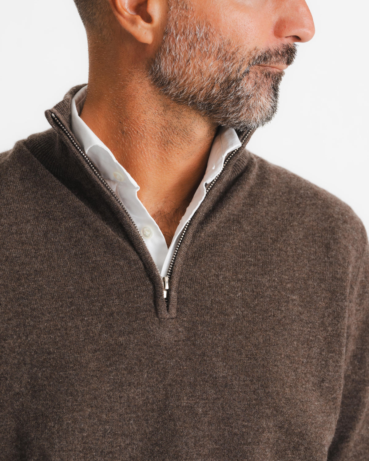 Wool Cashmere Half zip - Brown